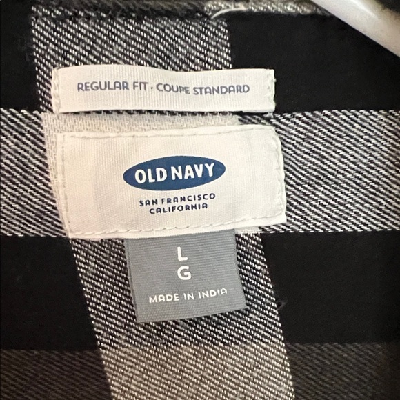 Old Navy Green, Black and White Checkered Shirt - Picture 2 of 8